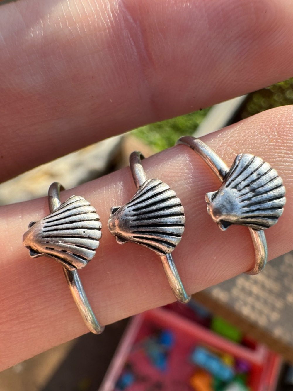 Solid sterling silver  Shell rings set of 3 handmade in Hawaii